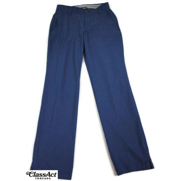 UNDER ARMOUR Golf Pants UA Blue Polyester Flat Front 30" X 32" - Picture 4 of 7